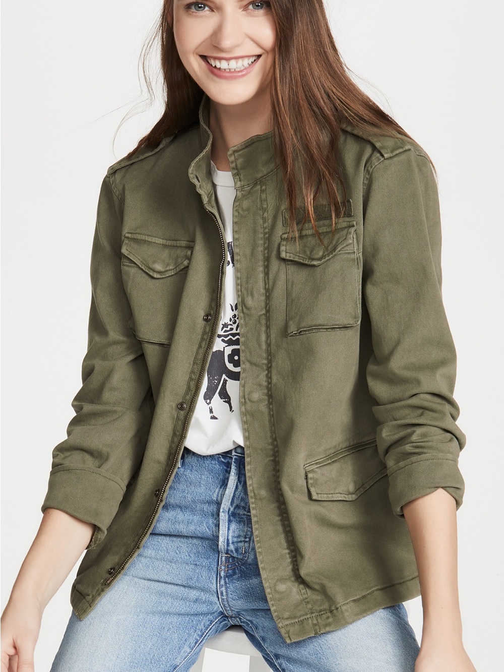 Anine Bing Olive Green Classic Army Utility Military Jacket - Size Large